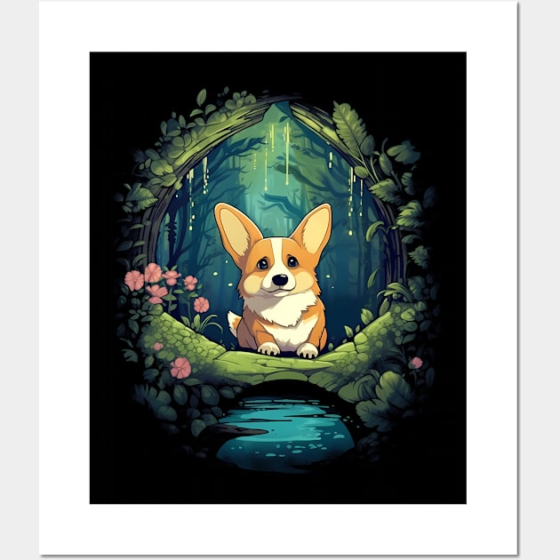 Corgi In The Forest Wall Art by Brilliant Tee Shop